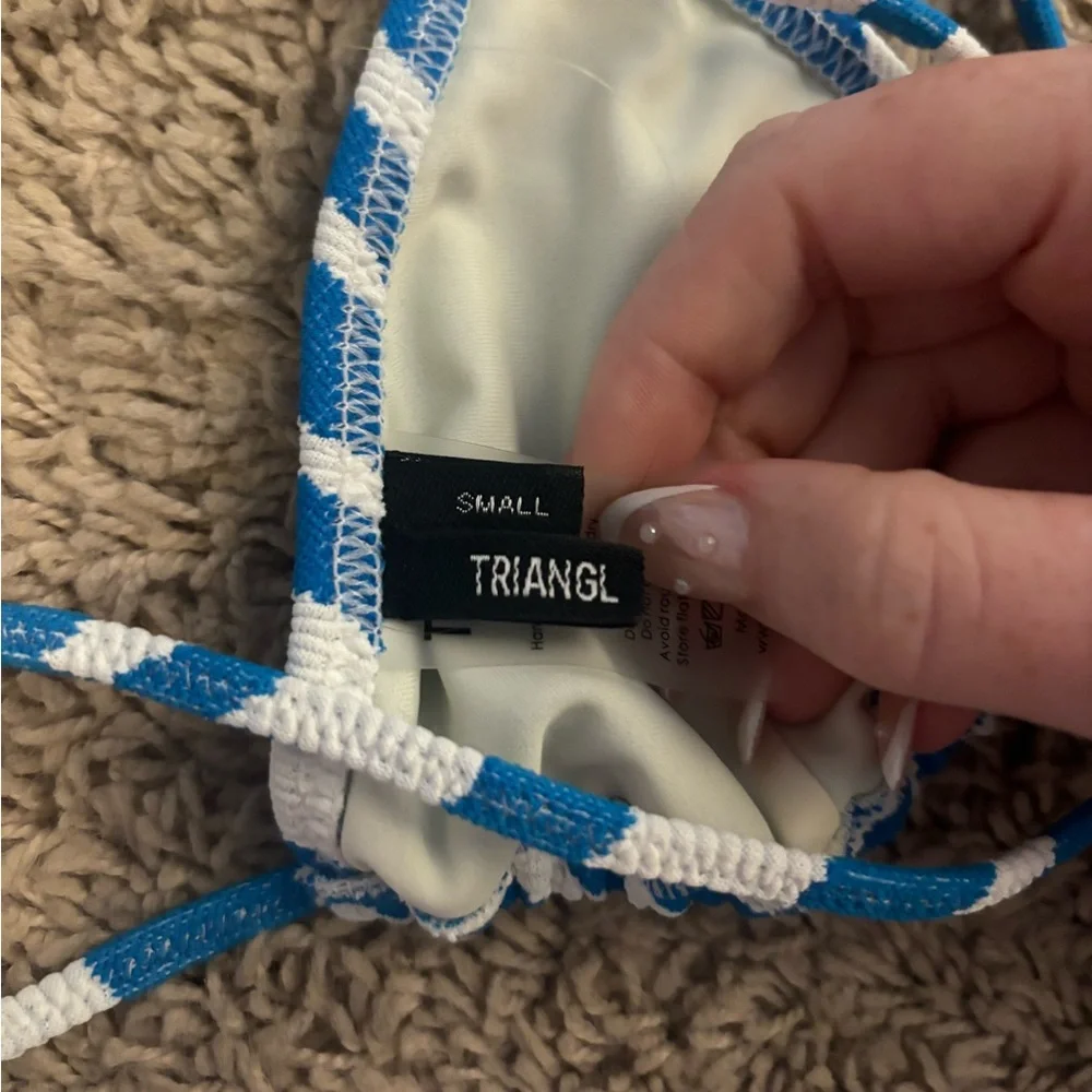 triangl swimwear Blue and White Zebra Print String Bikini